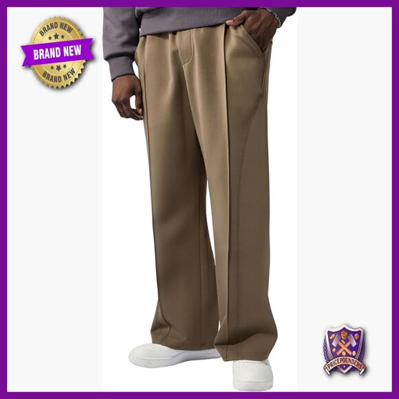 Men's Baggy Sweatpants Wide Leg Drawstring Elastic Waist Casual Pants with
